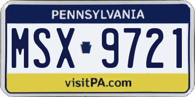 PA license plate MSX9721