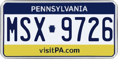 PA license plate MSX9726