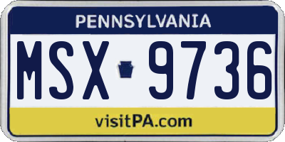 PA license plate MSX9736