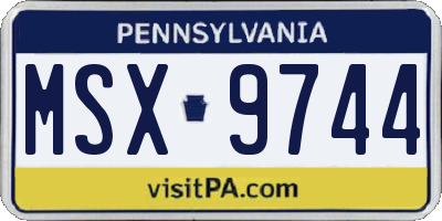 PA license plate MSX9744