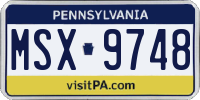 PA license plate MSX9748