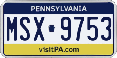 PA license plate MSX9753