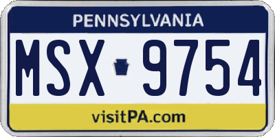 PA license plate MSX9754