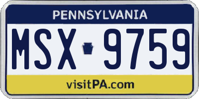 PA license plate MSX9759
