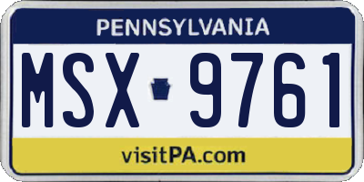 PA license plate MSX9761