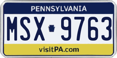 PA license plate MSX9763