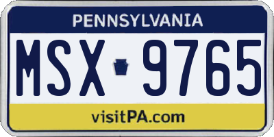 PA license plate MSX9765