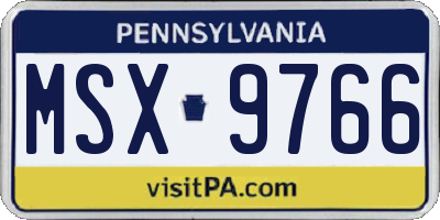 PA license plate MSX9766