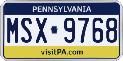 PA license plate MSX9768