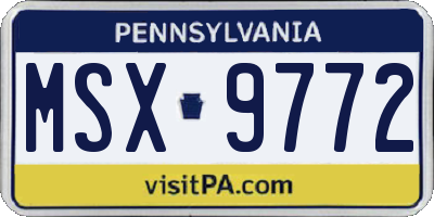 PA license plate MSX9772