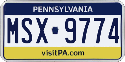 PA license plate MSX9774