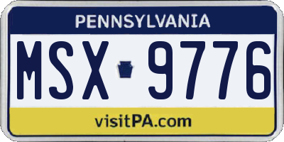 PA license plate MSX9776