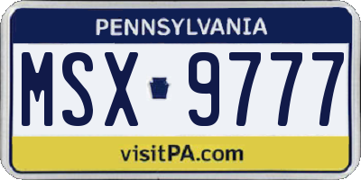 PA license plate MSX9777