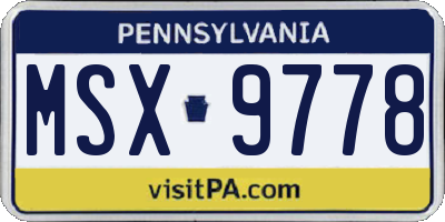 PA license plate MSX9778