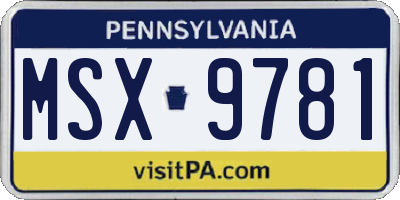 PA license plate MSX9781