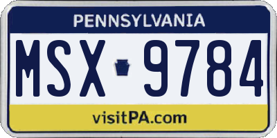 PA license plate MSX9784