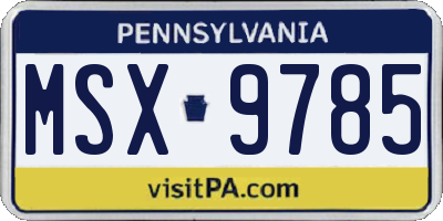 PA license plate MSX9785
