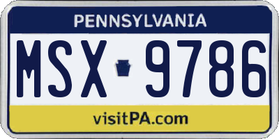 PA license plate MSX9786