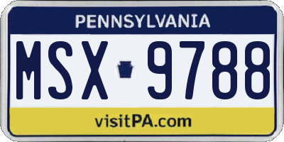 PA license plate MSX9788
