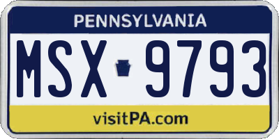 PA license plate MSX9793