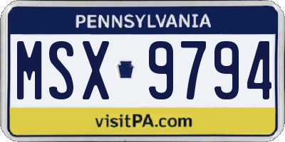 PA license plate MSX9794