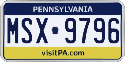 PA license plate MSX9796