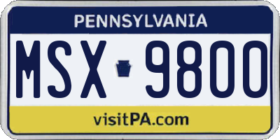 PA license plate MSX9800