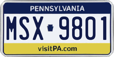 PA license plate MSX9801