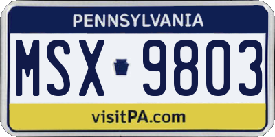 PA license plate MSX9803