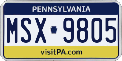 PA license plate MSX9805