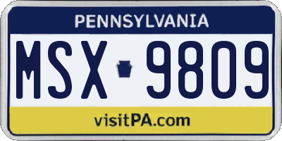 PA license plate MSX9809