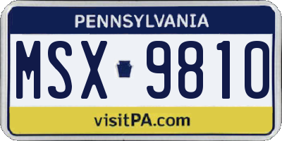 PA license plate MSX9810