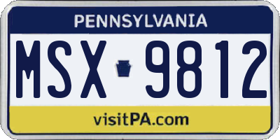 PA license plate MSX9812