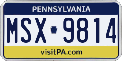 PA license plate MSX9814