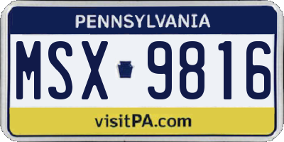 PA license plate MSX9816