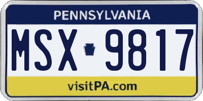 PA license plate MSX9817