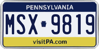 PA license plate MSX9819
