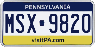 PA license plate MSX9820