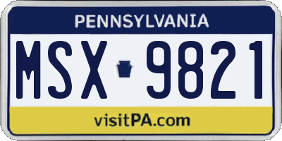 PA license plate MSX9821