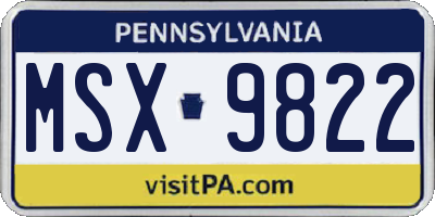 PA license plate MSX9822