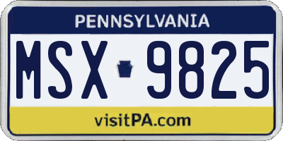 PA license plate MSX9825