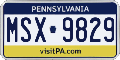 PA license plate MSX9829