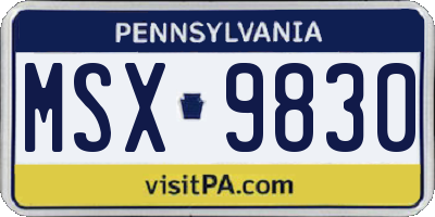 PA license plate MSX9830