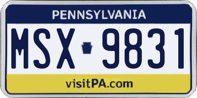 PA license plate MSX9831