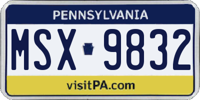 PA license plate MSX9832
