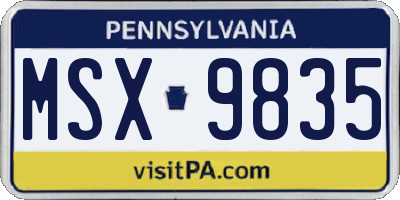PA license plate MSX9835