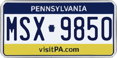 PA license plate MSX9850