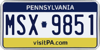 PA license plate MSX9851