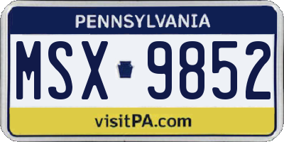 PA license plate MSX9852