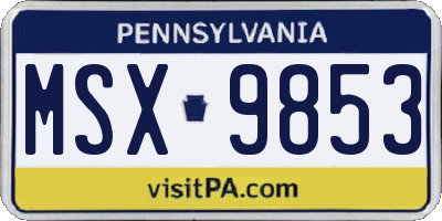 PA license plate MSX9853